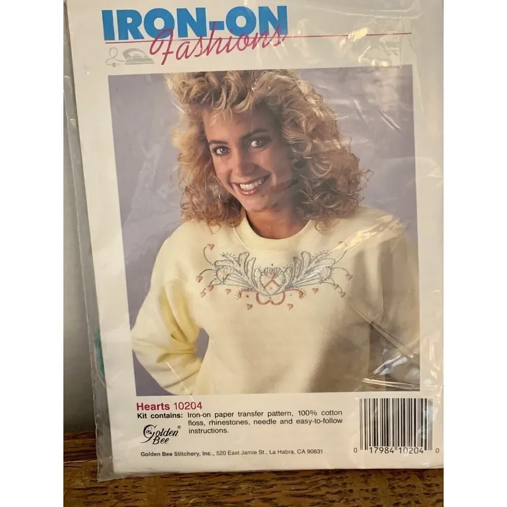 Iron-On to Stitch SET 2 Hearts 10214 Grey Lace 10206 Flora 10203 CrossStitch KIT